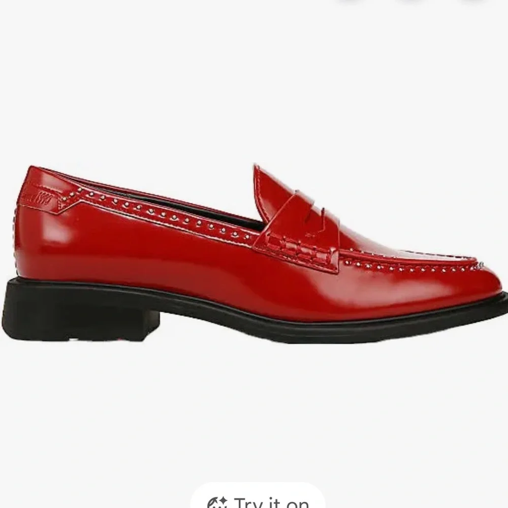 Franco Sarto Eden Studded Patten Red Loafer NIB Sz 6.5 - Picture 2 of 7